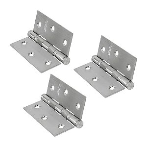 Dobradiça com Rolamento 3" X 2,5" X 2mm Inox Escovado 76005 3 unidades - Stam