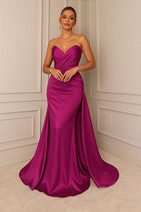 VESTIDO PRAELA REF0302408101 FUCSIA CETIM