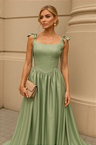 VESTIDO PRAELA REF0303903703 VERDE MENTA CETIM