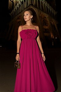 VESTIDO PRAELA REF0306908101 FUCSIA CHIFFON