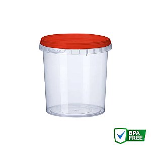 P220 - Pote Plástico Redondo Com Lacre 220ml - 50 unidades ( Tampas Coloridas )