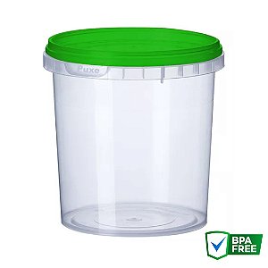 P1000 - Pote Redondo Com Lacre 1000ml - 100 unidades (Tampas Coloridas)