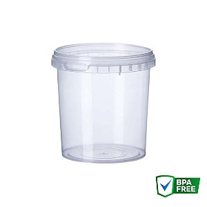 P460 - Pote Plástico Redondo Com Lacre 460 ml - 50 Unidades (Tampas Coloridas)