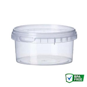 P600 - Pote Redondo Com Lacre 600 ml - 50 unidades (Tampas Coloridas)