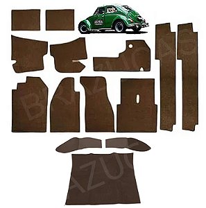 Forração Fusca assoalho + chiqueirinho em Carpete Marrom Luxo Padrão Vw