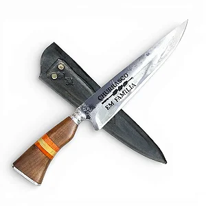 Faca Artesanal em Aço Carbono Churrasco em Família 9"