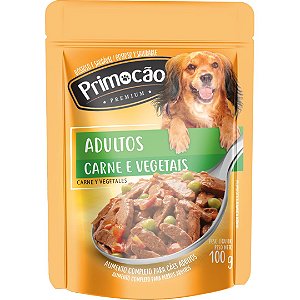 Ração úmida Primocão Premium, Carne e Vegetais 100G