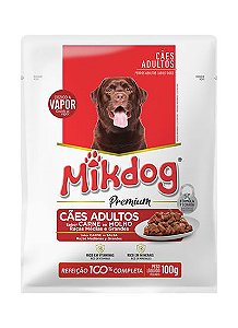 Ração úmida Mikdog Carne raças médias e grandes 100g