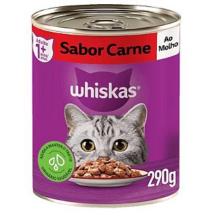 Ração Úmida para Gatos Adultos  Lata Carne ao Molho Whiskas 290g