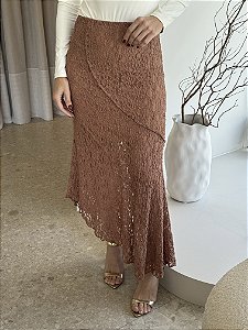Saia Midi Renda Cefora