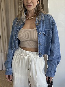 Camisa Jeans Cropped Luiza