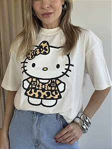T-Shirt Alongada Hello Kitty Animal Print