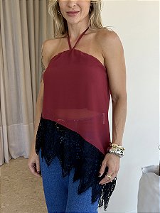 Blusa Assimetrica com Renda Joyce