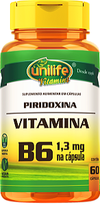 Vitamina B6 - Piridoxina - 60 cáps