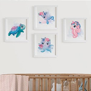 Quadros para quarto de bebê fundo do mar Quarto de menina