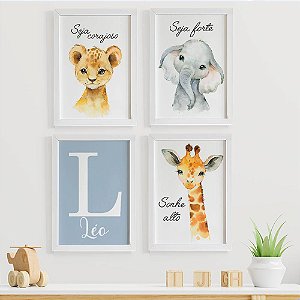 Quadros para quarto de bebê Safari Baby com Inicial e Nome