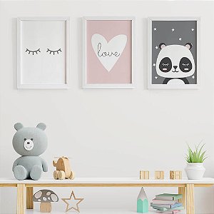 Quadros para quarto de menina Cílios Love Panda