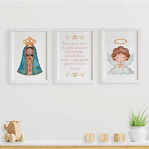 Quadros para quarto de bebê Nossa Senhora Santo Anjo e Anjinho