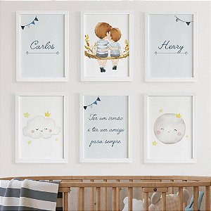 Quadros para Quarto Irmãos com Nomes e Frase Ter um irmão é ter um amigo para sempre