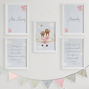 Quadros para quarto de Irmãs Meninas com Frases Orações e Nomes