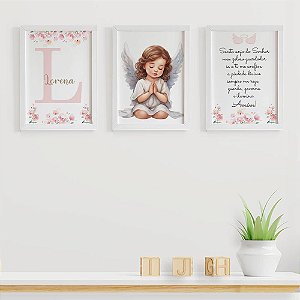 Quadros para quarto de bebê Santo Anjo do Senhor Anjinha e Nome