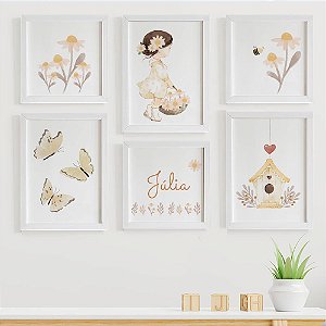 Quadros para quarto infantil Margaridas Menina e Nome
