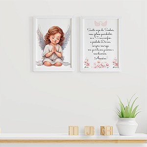Quadros para quarto de bebê Santo Anjo com Anjinha