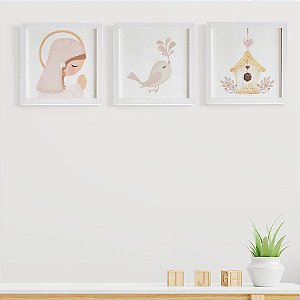 Quadros para quarto de bebê Nossa Senhora Casinha Passarinho
