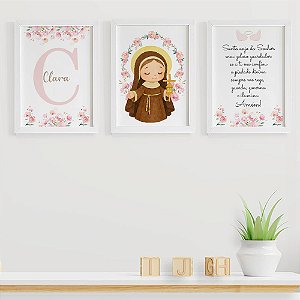 Quadros para quarto de bebê Santa Clara com Inicial e Nome