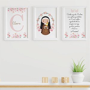 Quadros para quarto de bebê Santa Clara com Inicial e Nome