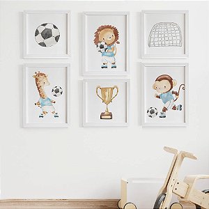 Quadros para quarto de bebê Futebol Animais