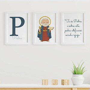 Quadros para quarto de bebê São Pedro com Inicial e Nome
