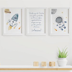 Quadros para Quarto de Bebê Astronauta e Quadro Oração Santo Anjo