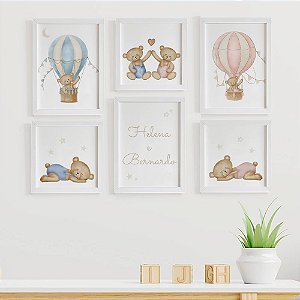 Quadros infantis para Irmãos Ursinhos com Nomes