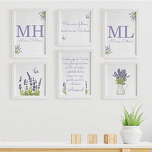 Quadros para quarto de Irmãs Por Essas Filhas Oramos ao Senhor com Inicial e Nome