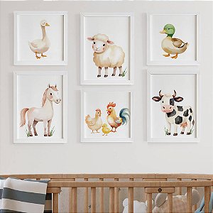 Quadros para quarto de bebê Fazendinha com Animais