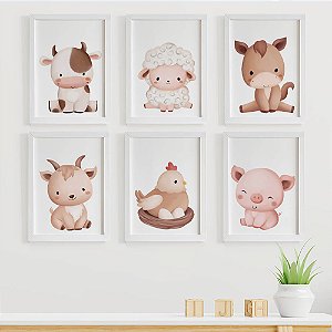 Quadros para quarto de bebê Fazendinha Animais