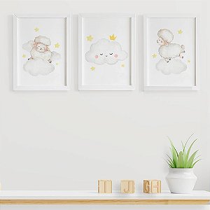 Quadros para quarto de bebê Ovelhinhas e Nuvem