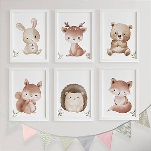 Quadros para quarto de bebê Bosque Animais