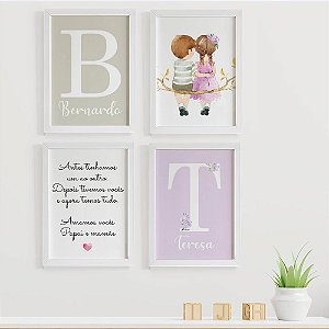 Quadros para quarto de Irmãos Gêmeos Casal com Inicial e Nome