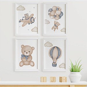 Quadros para quarto de bebê Ursinho Aviador