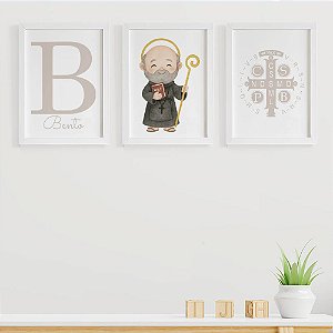 Quadros para quarto de bebê São Bento com Inicial e Nome