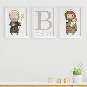 Quadros para quarto de bebê São Bento São José com Inicial e Nome