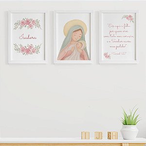 Quadros para quarto de bebê Eis aqui a filha por quem orei Nossa Senhora Inicial e Nome