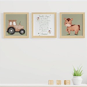 Quadros para quarto de bebê Trator Santo Anjo e Cavalinho