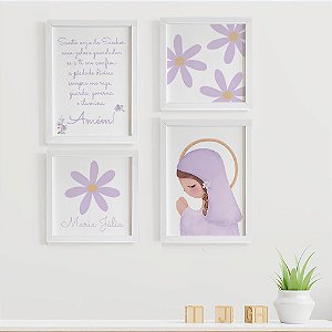 Quadros para quarto de bebê Margaridas Santo Anjo Nossa Senhora com Nome