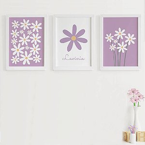 Quadros para quarto de bebê Margaridas com Nome