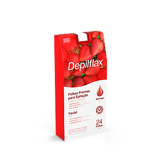 FOLHAS PRONTAS FACIAIS DEPILFLAX MORANGO 24/UND