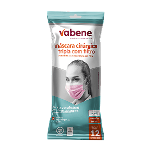 MÁSCARA TRIPLA COM FILTRO ROSA 12 UND