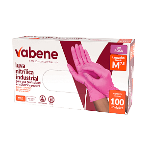 LUVA NITRÍLICA ROSA VABENE 100 UND